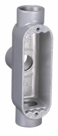 Conduit Outlet Body: Aluminum, 2 in Trade Size, TB Body, 70 cu in Body Capacity, Threaded Hub (MPN OTB-6). Key specifications — Finish: Powder Coated; Includes: Stainless Steel Screws; For Use With: RMC; Brand: HUBBELL KILLARK; Hub Style: Threaded; Mfr. Series: O.