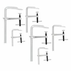 BESSEY Bar Clamp Set: Medium Duty, Sliding T Handle, 12 in Jaw Opening - Max, 5 1/2 in Throat Dp, F (MPN CLSX-SET). Key specifications — attr668287: Bar Slide; attr668283: Swivel; attr663925: BESSEY.