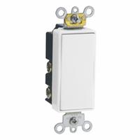 LEVITON Wall Switch: Rocker Switch, Single Pole/Double Throw, Momentary, White, 120/277V AC, 15 A (MPN 5657-2W). Key specifications — Illuminated: No; Voltage Rating: 120/277V AC.