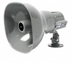 EDWARDS SIGNALING Re-Entrant Speaker: Powered, 1-Way, 7 3/4 in Overall Wd, 8 1/4 in Overall Ht (MPN 5552-15W-R). Key specifications — attr1056470: Outdoor; attr1056495: Powered.