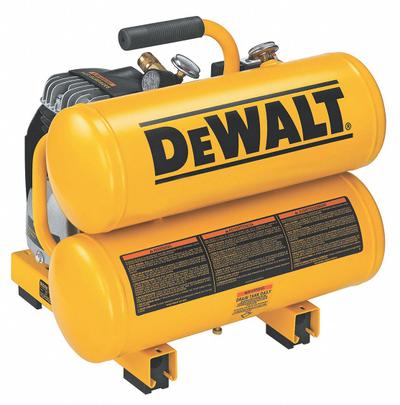 DEWALT Portable Air Compressor: Oil Lubricated, 4 gal, Twin Stack, 1.1 hp, 3.4 cfm @ 90 psi - Hand Carry Portable Electric Air Compressors