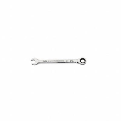 GEARWRENCH Combination Ratcheting Wrench: Alloy Steel, Full Polish Chrome, 9/16 in Head Size - SAE 12-Point Ratcheting Combination Wrenches