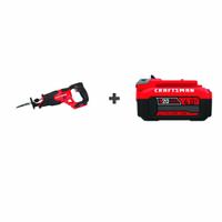 CRAFTSMAN Cordless Recip Saw: 1 Battery, No Charger, 1 in Stroke Lg, 3,000 Max. Strokes per Minute (MPN CMCS300B/CMCB204). Key specifications — attr1170520: Brushed; attr1179903: 4.0 Ah.