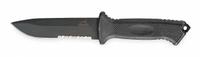 GERBER Fixed Blade Knife: Serrated, 9 3/4 in Overall Lg, Stainless Steel, Rubber, 4 3/4 in Blade Lg (MPN 22-41121). Key specifications — attr307498: Yes; attr307493: Rubber; attr307491: Stainless Steel; attr324881: GERBER.