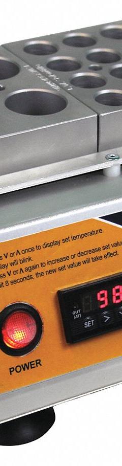 LW SCIENTIFIC Digital Dry Bath: 7 1/2 in Overall Dp, 4 in Overall Ht, 7 1/2 in Overall Wd, Digital (MPN DBL-08PL-50DP). Key specifications — Brand: LW SCIENTIFIC; Display Type: Digital; For Use With: Heat Blocks; Accuracy: +/-0.17 °C; Voltage: 12V AC.