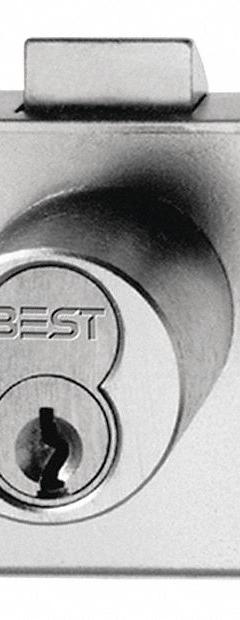 BEST Deadbolt Lock: Coreless, Vertical, Diamond, 2 1/8 in Body Ht, 1 7/8 in Body Wd, SFIC (MPN 5L7ML2606). Key specifications — attr1313962: Satin Brass; attr1313948: Gold; attr1313954: BEST; attr1313966: Yes but not included; attr1313970: Yes; attr1313973: No.