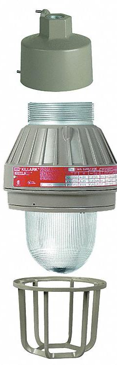 KILLARK Incandescent Light Fixture: 6,360 lm, T3C Temp Code, 300 W, 120/277V AC, 10 3/8 in Ht (MPN EMI20A2G). Key specifications — Voltage: 120/277V AC; Temperature Code: T3C; Hazardous Location Rating: Class II, Div 1 and 2, Group E, F, G; Emergency Battery Backup: No; Brand: KILLARK.