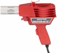 MASTER APPLIANCE Heat Gun Kit: Pistol-Grip, 120V AC, Three-Prong, 4.5 A Current (MPN 10008). Key specifications — attr1324916: (1) Bare Tool, (1) Attachment, (1) Stand; attr1257106: Three-Prong; attr1257126: No; attr1257132: MASTER APPLIANCE; attr1257155: 115V AC.