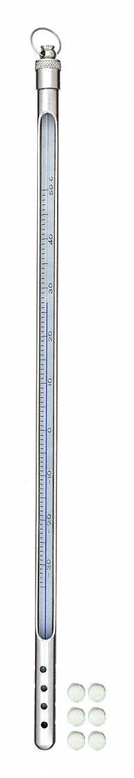 VEE GEE Armored Liquid In Glass Thermometer: -35°C to 50°C, Full Immersion, 12 in Immersion Dp (MPN 80706-A). Key specifications — Accuracy: +/-1°C; Brand: VEE GEE; Temperature Units: Celsius.
