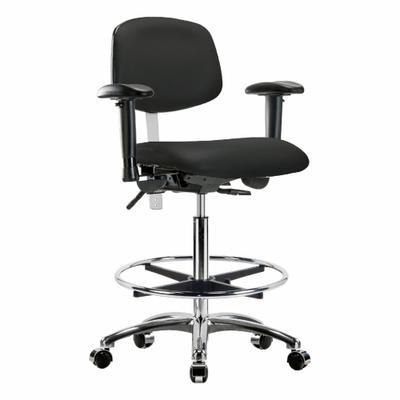 APPROVED VENDOR Cleanroom Task Chair: Vinyl, Arms Included, Ht Range 26 1/4 in to 36 in - Vinyl Cleanroom Chairs