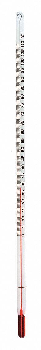 THERMCO Liquid In Glass Thermometer: 0°C to 110°C, Partial Immersion, 35 mm Immersion Dp, +/-1.0°C (MPN ACC6471S). Key specifications — attr1275412: +/-1.0°C; attr1275416: THERMCO; attr1280797: Celsius.