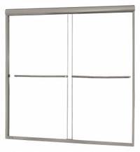 FOREMOST Tub Door: Frameless, 60 in Overall Ht, Clear Tempered Glass, 1/4 in Glass Thick (MPN CVST6060-CL-BN). Key specifications — Brand: FOREMOST; Door Frame Finish: Brushed Nickel.