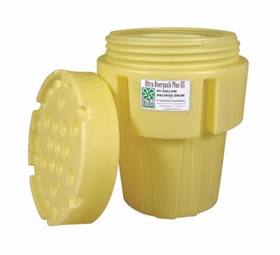 ULTRATECH Overpack Drum: LDPE, 65 gal, Screw-On Lid, Unlined/No Interior Coating - Nestable Plastic Overpack Drums