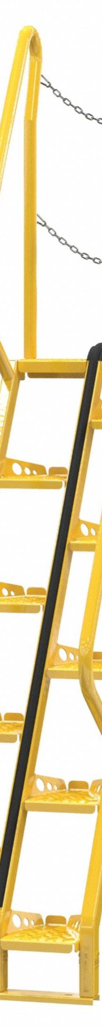VESTIL Alternating Tread Stairs: 9.5 ft Overall Ht, Steel, 350 lb Load Capacity, Perforated (MPN ATS-6-56). Key specifications — Color: Yellow; Brand: VESTIL.