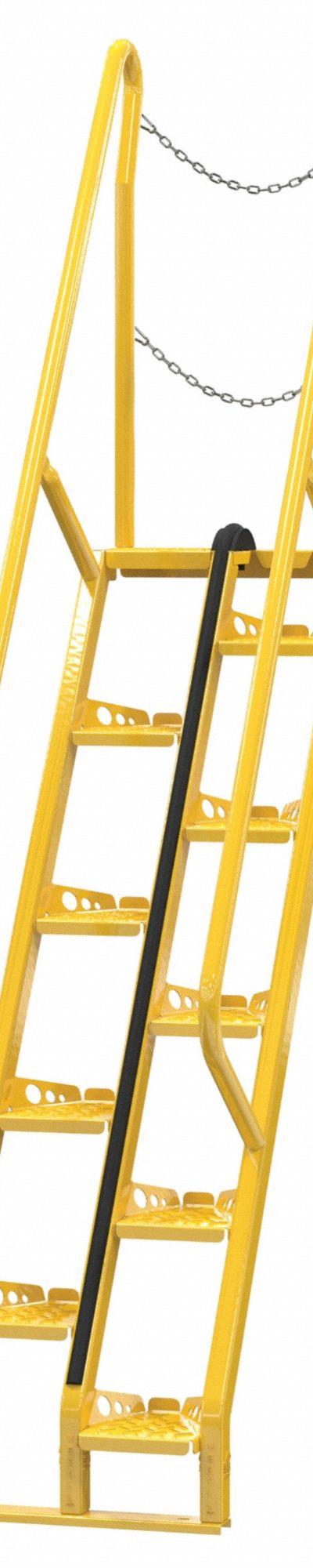 VESTIL Alternating Tread Stairs: 9.5 ft Overall Ht - Alternating-Tread Steel Stairs