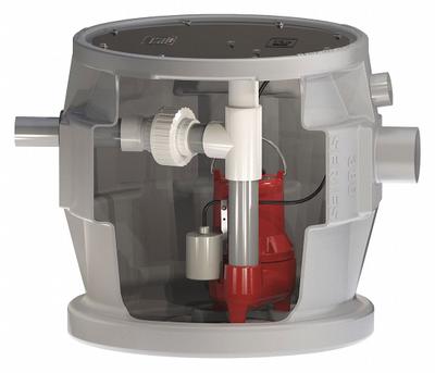LIBERTY PUMPS Sewage Ejector System: 41 gal, 2/5 hp, 115V AC, 95 gpm Flow Rate @ 10' of Head - Simplex Sewage Ejector Pump Systems