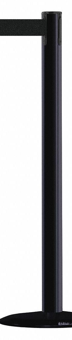 TENSABARRIER Barrier Post with Belt: Black, No Pattern, No Legend, 7 1/2 ft Belt Lg, Black (MPN 889B-33-33-STD-NO-B9X-C). Key specifications — Base Material: Cast Iron; Belt Color: Black; Brand: TENSABARRIER; Post Material: Metal Alloy; Post Color: Black; Message: No Legend.