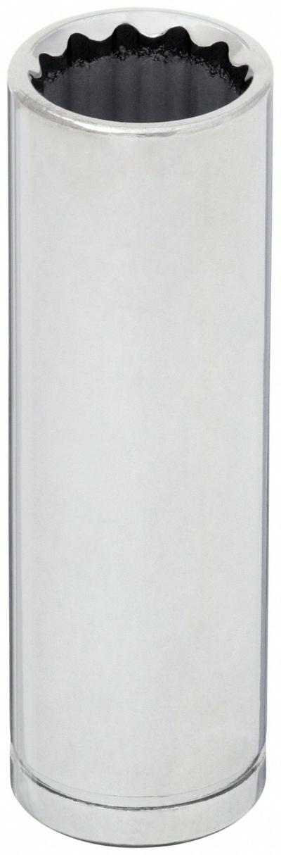 WESTWARD Socket: Metric, 1/4 in Drive Size, 16 mm Socket Size, 12-Point, Deep, Chrome - 1/4" Drive Hand Sockets