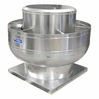 Upblast Exhaust Fan: Belt Drive, Includes Drive Pack, 24 1/2 in Wheel, 5,785 cfm, ODP, 1 1/2 hp (MPN ALX245UB30150M). Key specifications — Brand: CANARM; Base Shape: Square; Assembly: Assembled; Motor Enclosure: Open Dripproof; Nameplate Voltage: 230/460V AC; Mounting Location: Wall; For High-Static Pressure Applications: No; High-Efficiency Motor: No.