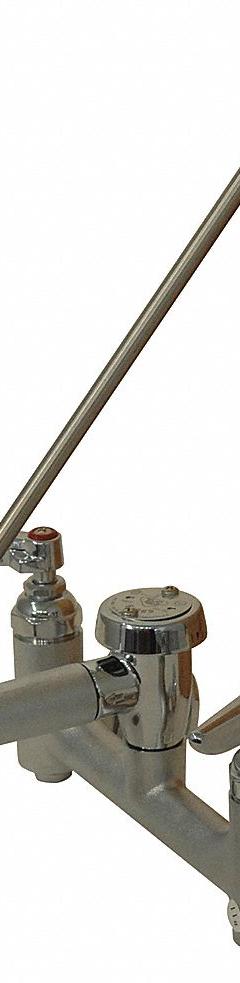 ADVANCE TABCO Straight Service Sink Faucet: Wall, Widespread, Brass, Chrome, 9.6 gpm Flow Rate (MPN K-240). Key specifications — Color/Finish: Chrome; Includes: 3/4 in Hose End Spout.