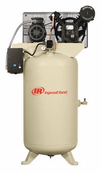 INGERSOLL RAND Electric Air Compressor: 5 hp, 2 Stage, Vertical, 80 gal, 14.3 cfm, 175 psi, 240V AC (MPN 2340N5-V-230/3). Key specifications — attr48430: INGERSOLL RAND; attr48445: 60 Hz; attr48448: Manual Drain Valve; attr48450: 240V AC; attr48474: Three; attr48487: Vertical.