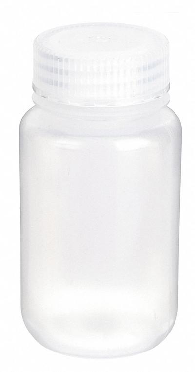 APPROVED VENDOR Reagent Bottle: Polypropylene, 125 mL, 4 fl oz, Closure Included, Colorless - Polypropylene Wide Mouth Round Lab Bottles