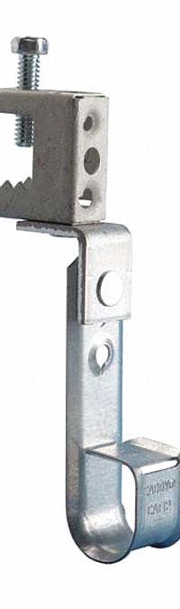 NVENT CADDY J-Hook Clamp: Clamp-On with Locking Latch, 3/4 in Max. Bundle Dia., Galvanized Steel (MPN CAT12BCB). Key specifications — Material: Galvanized Steel; Includes Locking Latch: Yes; Color: Silver; Brand: NVENT CADDY; Mounting Location: Beam; Mounting & Attachment (subhead): Clamp-On with Locking Latch.