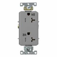 LEVITON Decora Plus Duplex Receptacle Outlet: Duplex, 5-20, Gray, 125V AC, 20 A, 2 Pole / 3 Wire (MPN WTD20-GY)