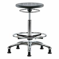 Stool: Polyurethane, Ht Range 23 1/2 in to 33 1/2 in, 13 in Seat Wd, 13 in Seat Dp, 5 Glides, Black (MPN IPHBSO-CR-CF-RG-BLK). Key specifications — Brand: APPROVED VENDOR; Foot Support: Yes; Base Material: Aluminum; ESD-Safe: Not ESD Safe; Number of Casters: 0.