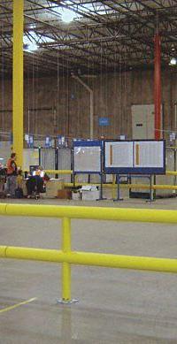 IDEAL SHIELD Guard Rail System: Mid-Rail Included, Straight, 36 in Top Rail Ht, 18 in Mid-Rail Ht (MPN HGR-2-144-36-C-12). Key specifications — Color: Yellow; Material: HDPE; Rail Mounting Style: Core-In; Includes Mid-Rail: Mid-Rail Included.