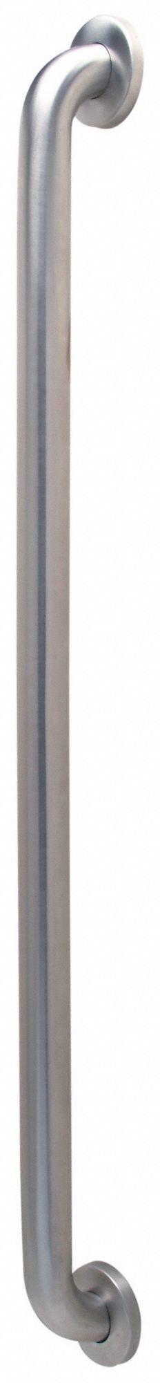 ZURN Wall Grab Bar: Straight, 36 in Lg, 1 1/2 in Dia, Stainless Steel, Brushed - Standard Grab Bars