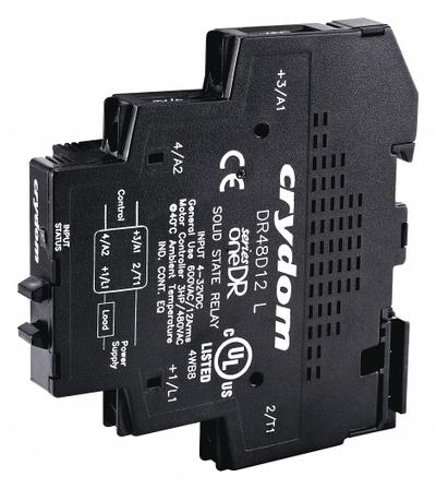 CRYDOM Solid State Relay: DIN-Rail Mounted, 48 to 600V AC Output, Heat Sink Integral - DIN-Rail Mounted Relays