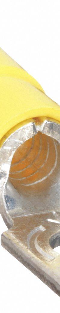 3M Fork Terminals: Yellow, Vinyl, #8 Stud Size, 12 AWG – 10 AWG Wire Range, Locking Fork, 1,000 V (MPN MV10-8FLX). Key specifications — Barrel Style: Funnel; Manufacturer Part Number: MV10-8FLX; Brand: 3M; Series: TR.