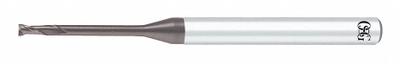 OSG Corner Radius End Mill: Carbide, WXS Coated, 2 Flute, 2 mm Mill Dia, 1.6 mm LOC - Pencil-Neck Carbide Corner-Radius End Mills for Hardened Materials