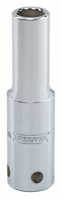 PROTO Socket: SAE, 1/2 in Drive Size, 7/16 in Socket Size, 12-Point, Deep, Chrome, Tether Ready (MPN J5314-TT). Key specifications — attr1204417: PROTO; attr1204392: Chrome.