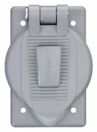 HUBBELL WIRING DEVICE-KELLEMS Weatherproof Cover: Reinforced Thermoplastic Polyester, 1 Gangs, Gray (MPN WP1). Key specifications — Brand: HUBBELL WIRING DEVICE-KELLEMS; Color: Gray; Compatible with Product Type: Small Flanged Devices; Mounting Orientation: Vertical.