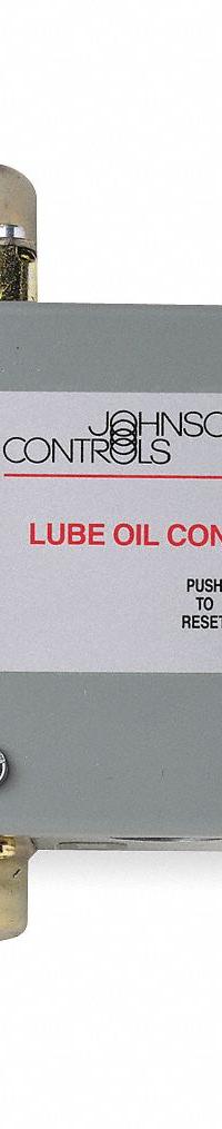 Mechanical Lube Oil Pressure Control: 8 psi to 70 psi, 90 sec Delay, Alarm Circuit Included (MPN P128AA-1C). Key specifications — Refrigerant Type: Non-Corrosive; Brand: JOHNSON CONTROLS; Input Voltage: 120V AC; Product Type: Mechanical Lube Oil Pressure Control; Alarm Circuit Included: Yes.