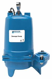 GOULDS Sewage Ejector Pump: Cast Iron, Three Phase, 1 1/2 hp, 230V AC, 2 in Max. Dia. Solids, 9.60 A (MPN WS1532BHF). Key specifications — Impeller Material: Cast Iron; Rated Voltage: 230V AC; Brand: GOULDS; Discharge Orientation: Vertical; Switch: Not Included.