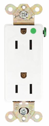 BRYANT Receptacle: Hospital Grade, Decorator Duplex, 5-20R, White, 125V AC, 15 A, 2 Pole / 3 Wire (MPN 9200W)