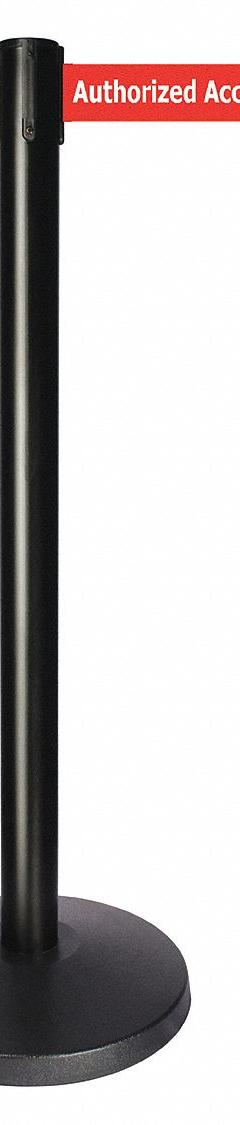 QUEUEWAY Barrier Post with Belt: Red, No Pattern, Authorized Access Only, 10 ft Belt Lg, Black (MPN QPLUS-33-RA). Key specifications — attr981468: ABS; attr981465: Red; attr981461: QUEUEWAY; attr981440: Metal Alloy; attr981443: Black; attr981449: Authorized Access Only; attr981448: White.