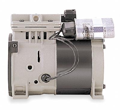 THOMAS Piston Air Compressor/Vacuum Pump: 0.333 hp, 1 Phase, 115V AC, 27.6 in Hg Max Vacuum - Rocking Piston High Flow Compressor/Vacuum Pumps