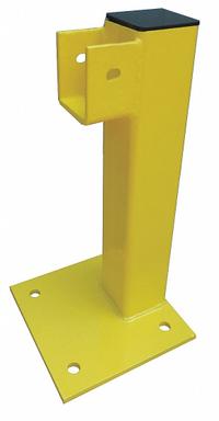 APPROVED VENDOR Flush End Post: 4 in Post Wd, End, 4 in Post Dp, 1 Rail Levels, Rubber Caps, Steel (MPN 22DN09). Key specifications — Includes Mounting Hardware: Mount Hardware Not Included; Color: Yellow; Material: Steel; Finish: Powder Coated; Product Type: Guardrail Post; Number of Rail Levels: 1.