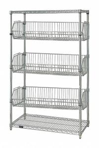 APPROVED VENDOR Wire Shelving Unit: Starter, 48 in x 24 in, 63 in Overall Ht, 2 Shelves, Dry, Silver (MPN 45VY05). Key specifications — Recommended Environments: Dry; Color: Silver; Finish: Chrome; Material: Steel; Brand: APPROVED VENDOR.