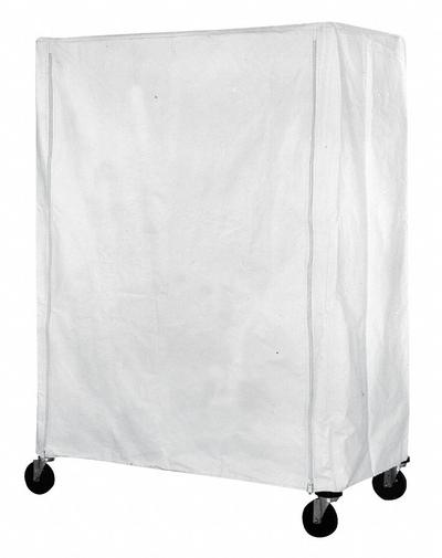 EAGLE GROUP Utility Cart Cover: White, Polyester, Zipper, 72 in Wd, 74 in Ht - Zipper Machine-Washable Polyester Covers