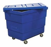 ROYAL BASKET TRUCKS Cube Truck: 23 cu ft, 800 lb, 43 1/2 in L x 29 in W x 37 in H, Blue, Locking Lid (MPN G13-BLX-RLE-4HNN). Key specifications — Manufacturer Part Number: G13-BLX-RLE-4HNN; Brand: ROYAL BASKET TRUCKS; Caster/Wheel Configuration: (2) Rigid; Color: Blue.