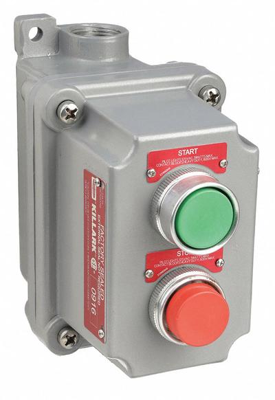 HUBBELL KILLARK Control Station: 2 Gang, (2) Push Buttons, 1NO/1NC, Start/Stop, 0 Pilot Lights - Push-Button Control Stations