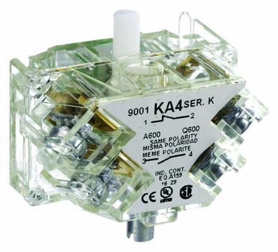 SCHNEIDER Contact Block: 30 mm Panel Mounting Size, 1NO, Momentary/Early Make - Contact Blocks