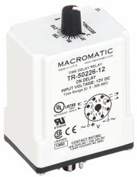 MACROMATIC Single Function Time Delay Relay: Socket Mounted, 240V AC, 10 A, 8 Pins/Terminals (MPN TR-50226-12). Key specifications — Brand: MACROMATIC.