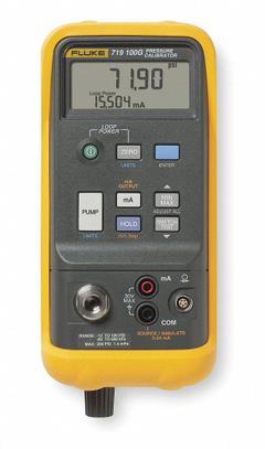 FLUKE Handheld Pressure Calibrator: FLUKE-719 30G, HART, Included, -12 psi – 36 psi, 0 mA – 24 mA. Key specifications — Manufacturer Part Number: FLUKE-719 30G; Pressure Measuring Units: mbar; Brand: FLUKE; Includes: Test Leads; Pressure Measurement Accuracy: 0.025% (6 Months); 0.035% (1 Year); Communication Protocol: HART; Intrinsic Safety: No.