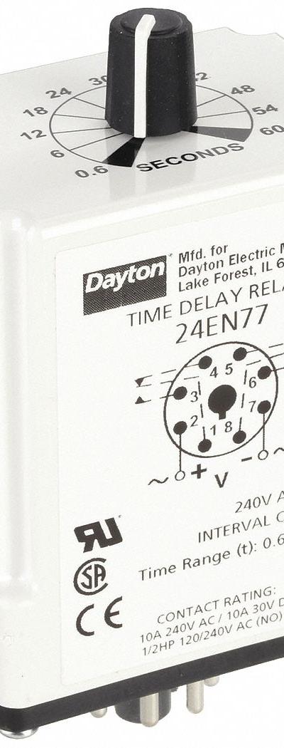 DAYTON Single Function Time Delay Relay: Socket Mounted - Socket-Mounted Relays